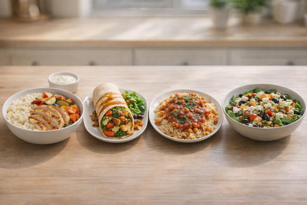 Quatre idées de repas simples à partir des mêmes bases de batch cooking