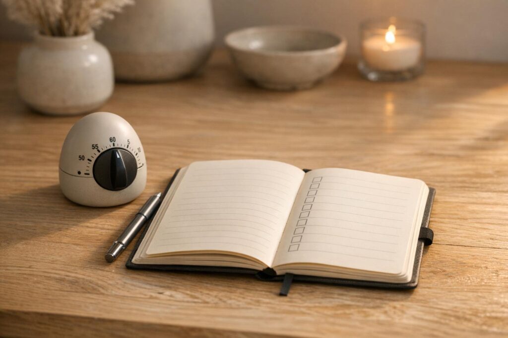 Timer et checklist simple pour une closing shift routine de 15 minutes