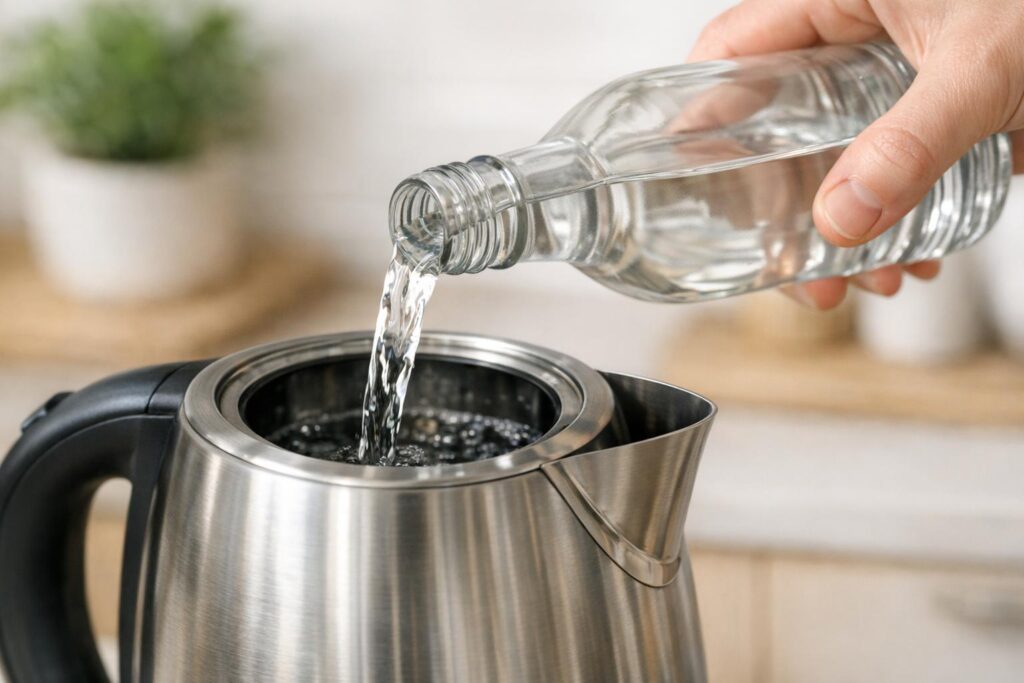 Mélange eau et vinaigre pour détartrer une bouilloire