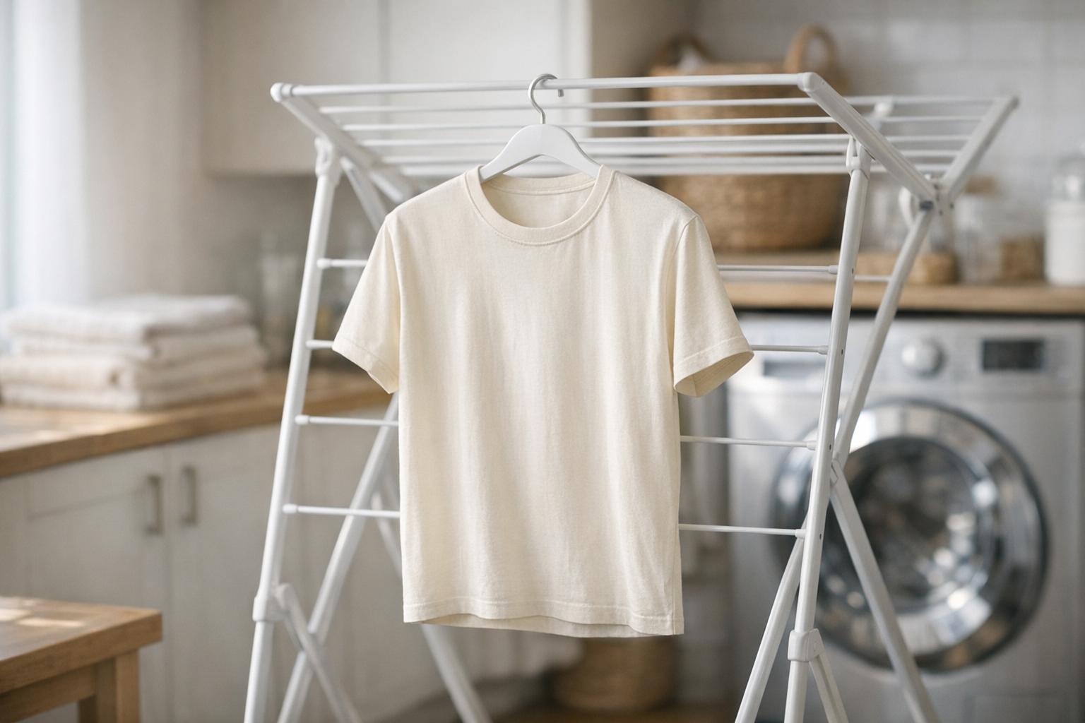 enlever odeur transpiration sur des vêtements : t-shirt frais qui sèche