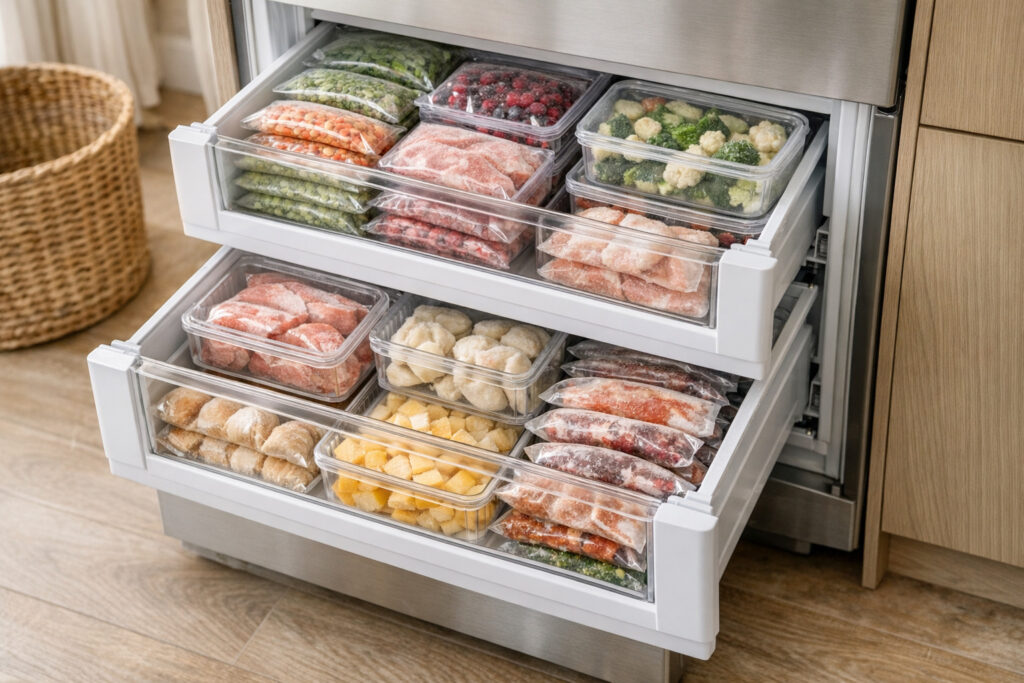Congélateur organisé pour limiter les ouvertures et le givre