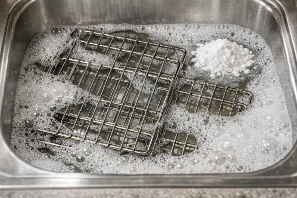 grilles de four au trempage pour décoller la graisse