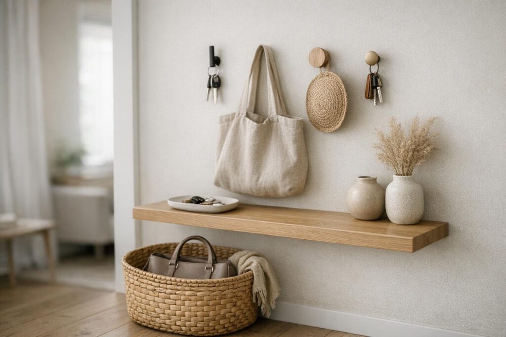 Zone de dépose minimaliste pour entrée de petit appartement