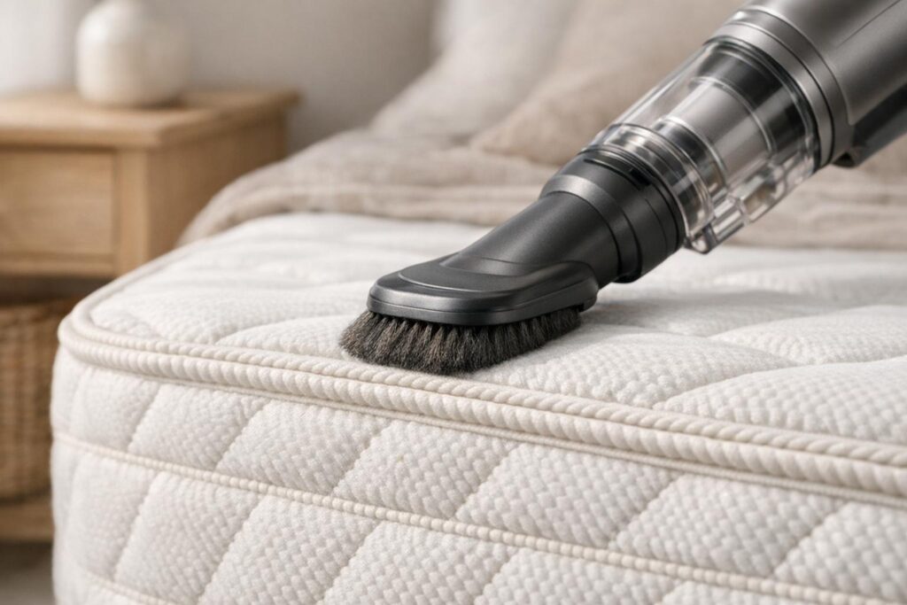 Aspirer les coutures du matelas avant le bicarbonate