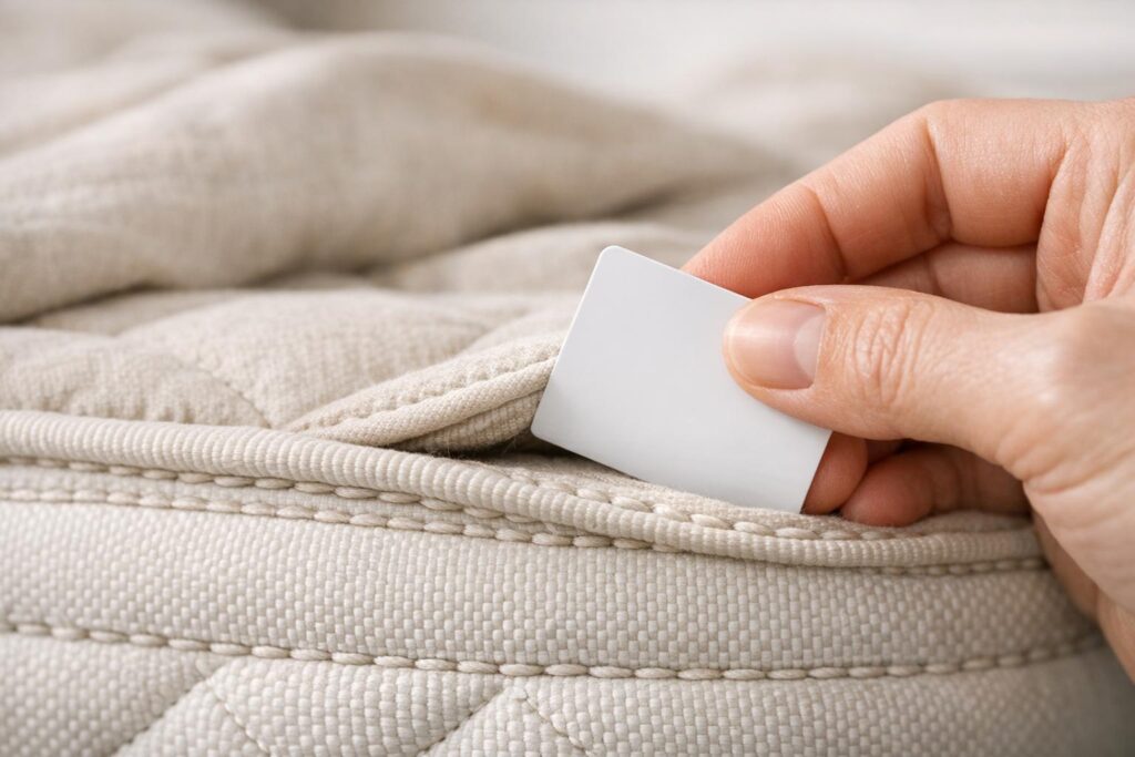 Inspection des coutures du matelas pour repérer les signes de punaises de lit