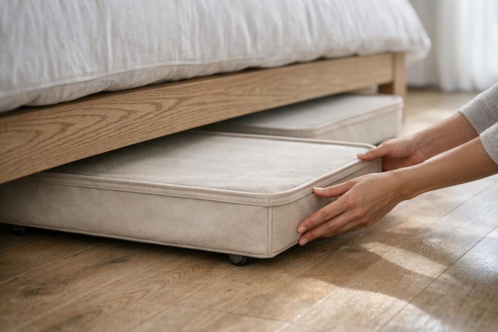 Bacs à roulettes pour rangement sous le lit faciles à tirer