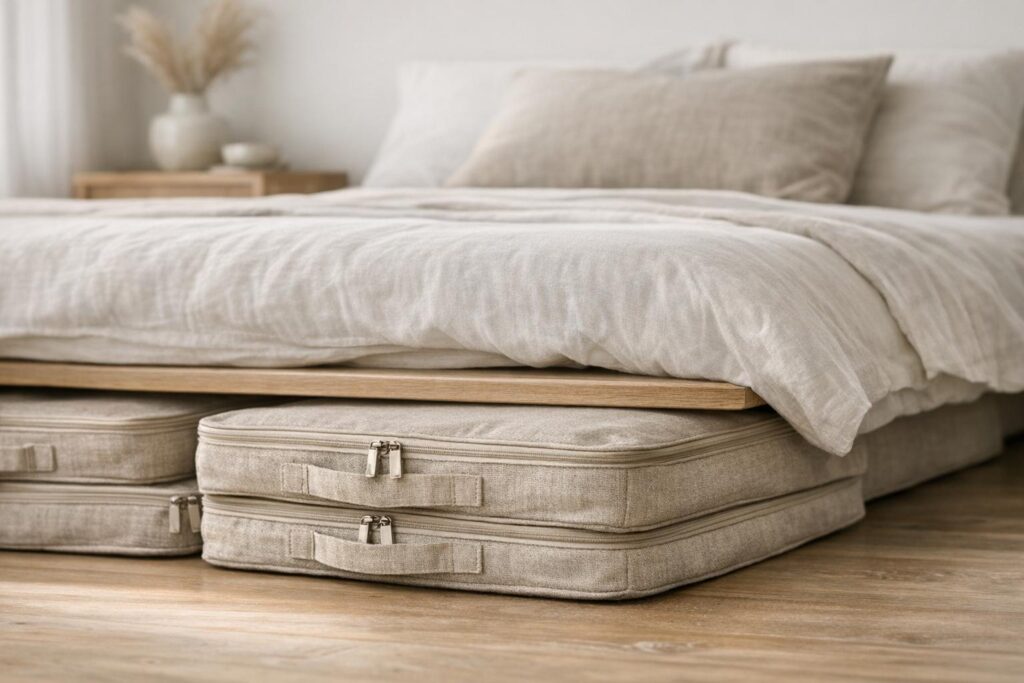 Housses zippées plates pour rangement sous le lit bas