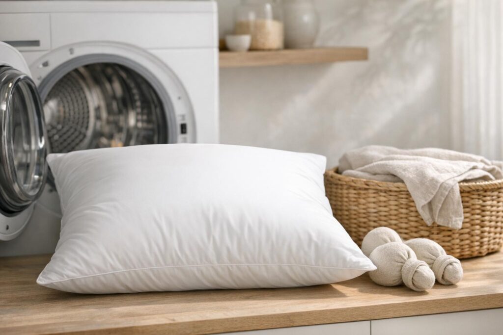 Séchage d’un oreiller avec des balles de séchage