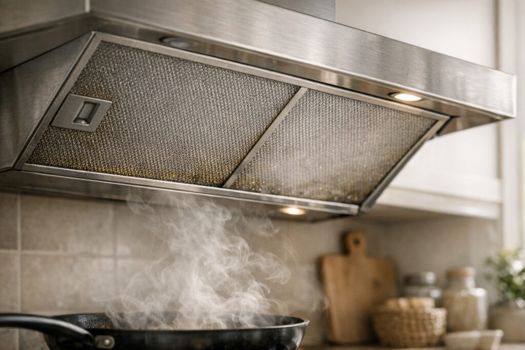 Filtres de hotte encrassés qui favorisent la condensation